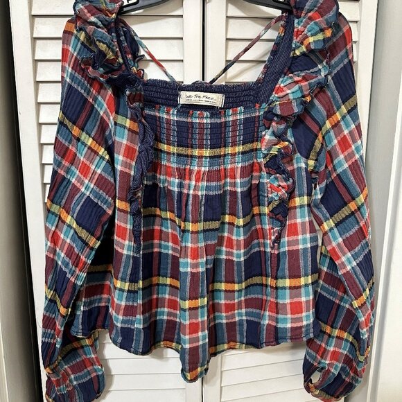 We The Free Tops - We The Free People Flannel Women's Size M Multicolor Ruffle Blouse